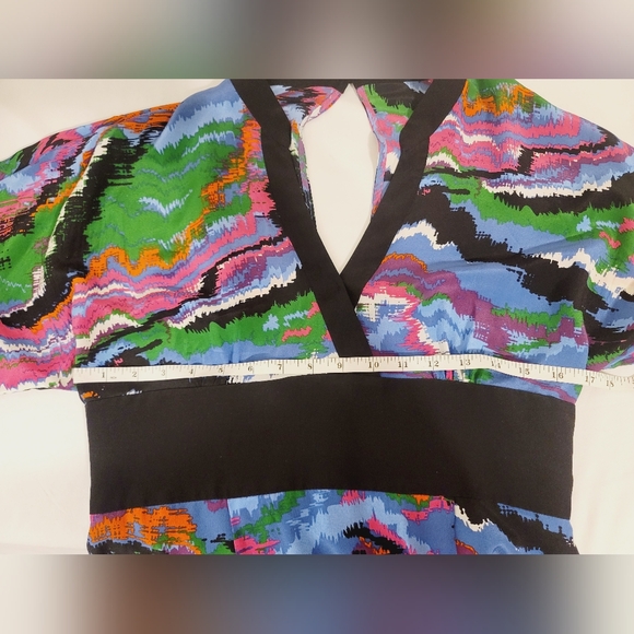 Anthropologie Plenty By Tracy Reese Muticolored Abstract 100% Silk Kimono Dress - Picture 13 of 15